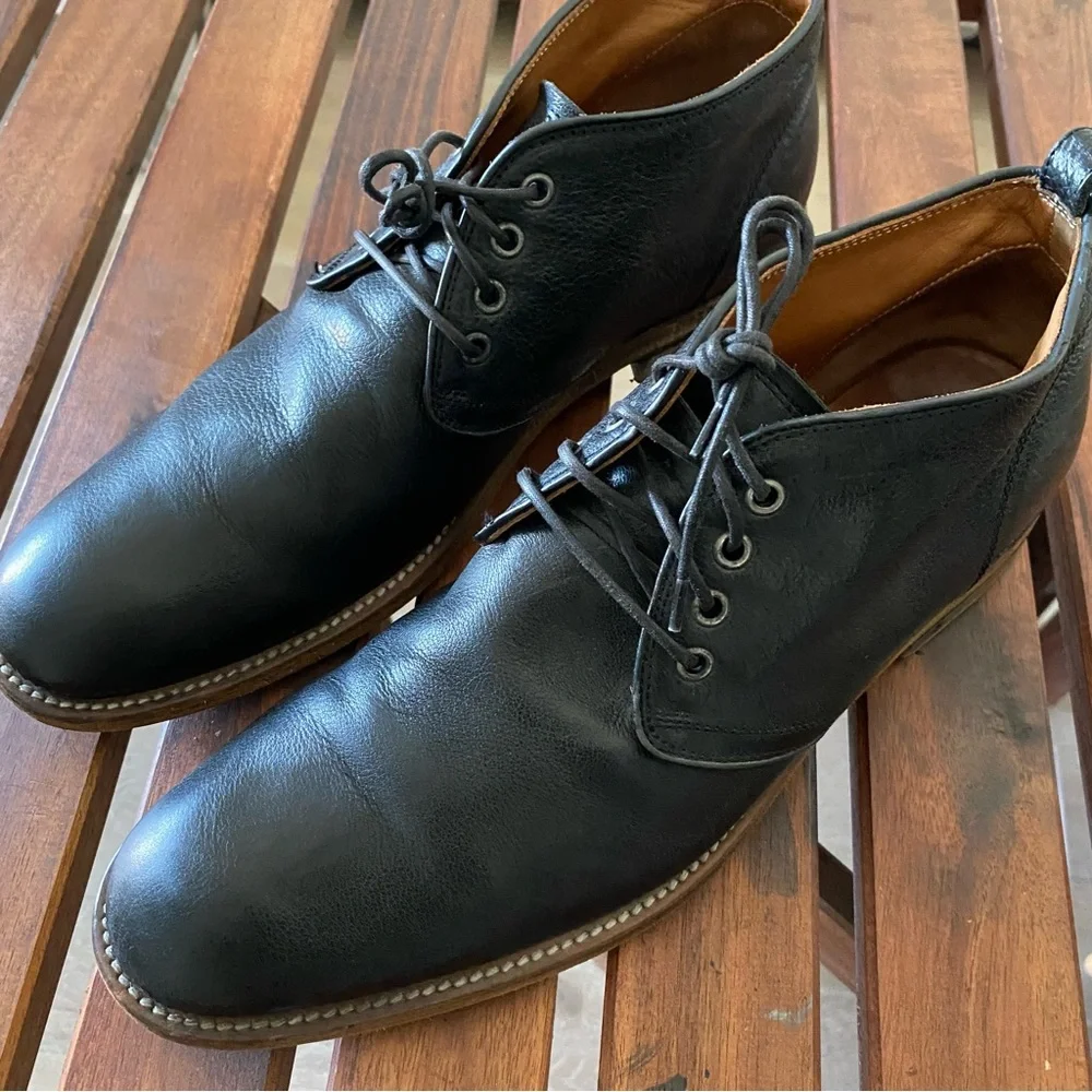 john varvatos handmade In Italy black leather chukka boots men 10.5